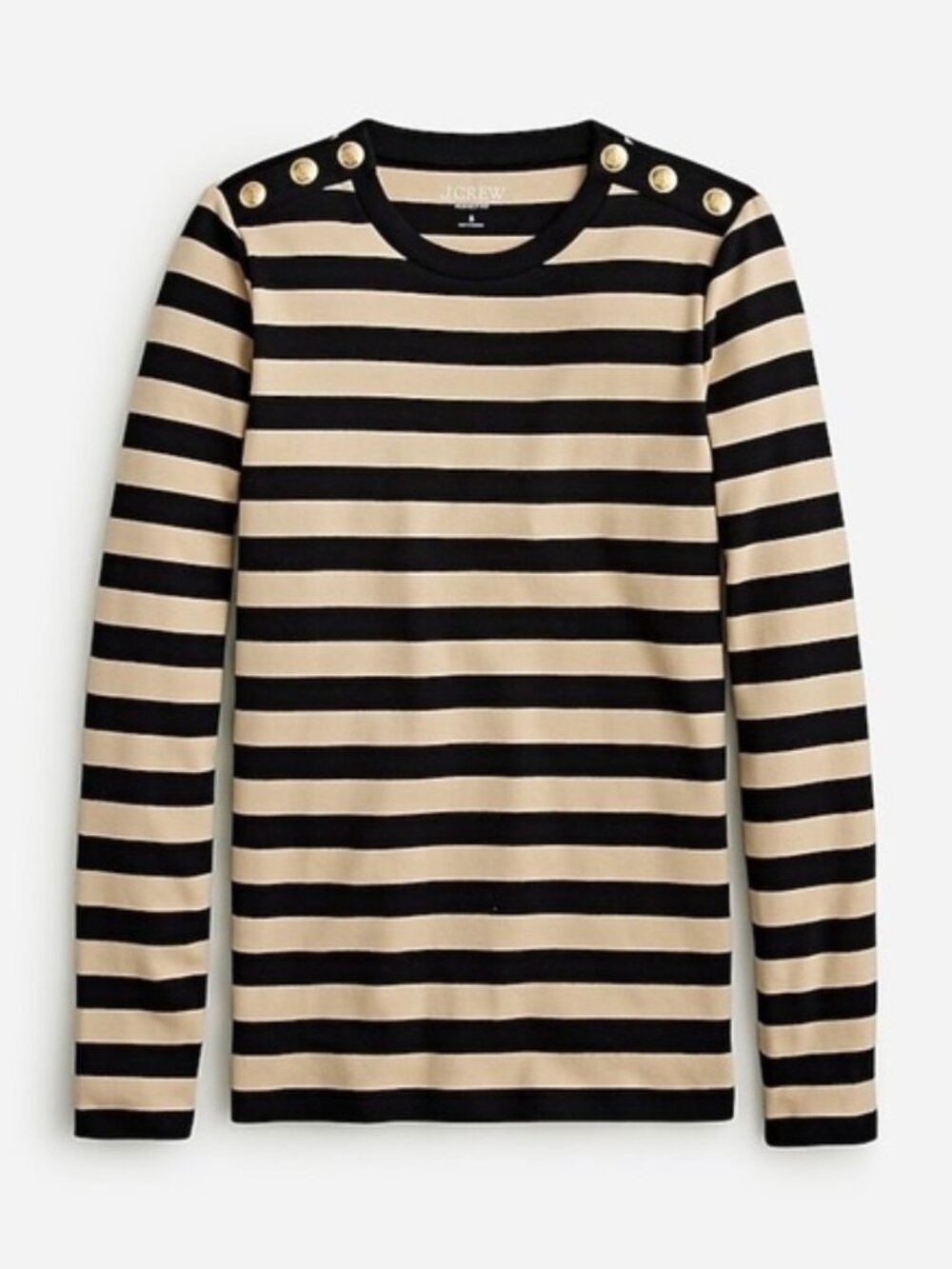 J. Crew Perfect Fit Long Sleeve T-shirt with Buttons in Stripe Size Large